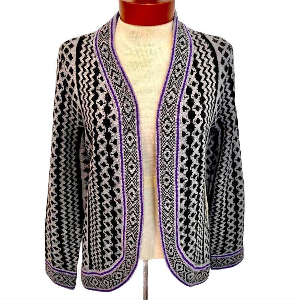 Chico’s Cardigan Grey Black & Purple Size 0